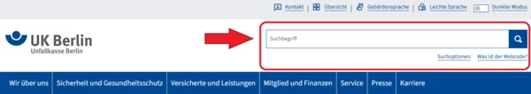 UK Berlin Screenshot Startseite Such-Funktion