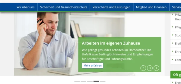 Screenshot Startseite Slider