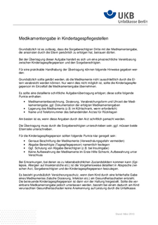 Informationen zur Medikamentengabe in der Kindertagespflege