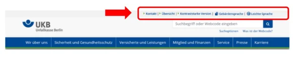 Screenshot Kopfzeile Navigation