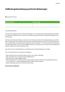 Gefährdungsbeurteilung psychischer Belastungen Gefährdungsbeurteilung psychischer Belastungen