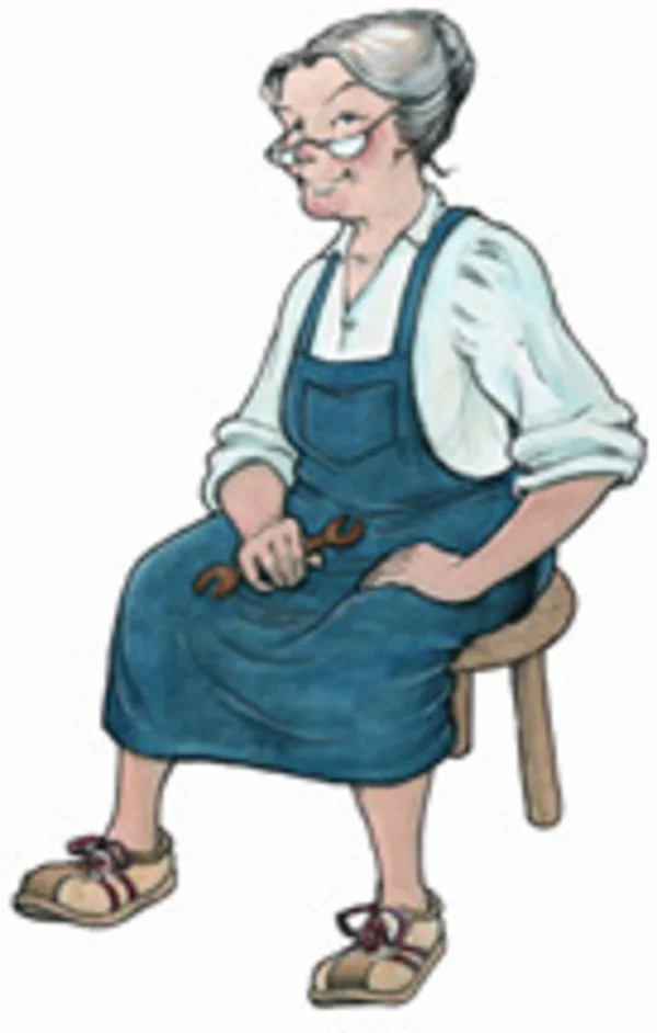 Oma Käthe sitzt auf einem Stuhl
