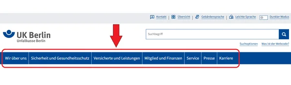 UK Berlin Screenshot Kopfzeile Haupt-Navigation