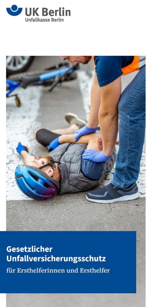 Titelbild des Flyers "Gesetzlicher Unfallversicherungsschutz für Ersthelferinnen und Ersthelfer"