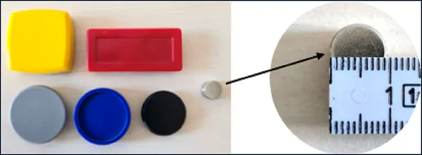 Abbildung 1: Verschluckbare Magnete unterschiedlicher Größe, Form und Oberfläche