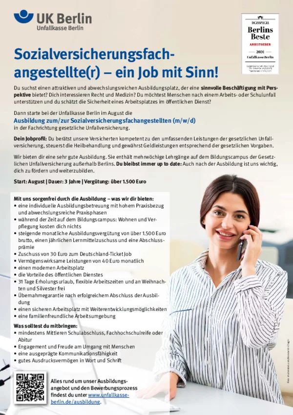 Stellenausschreibung Azubi Sozialversicherungsfachangestellter